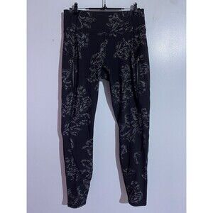 Athleta leggings Small Black Rainier Reflective Tight Alina Bloom Floral Gym Run
